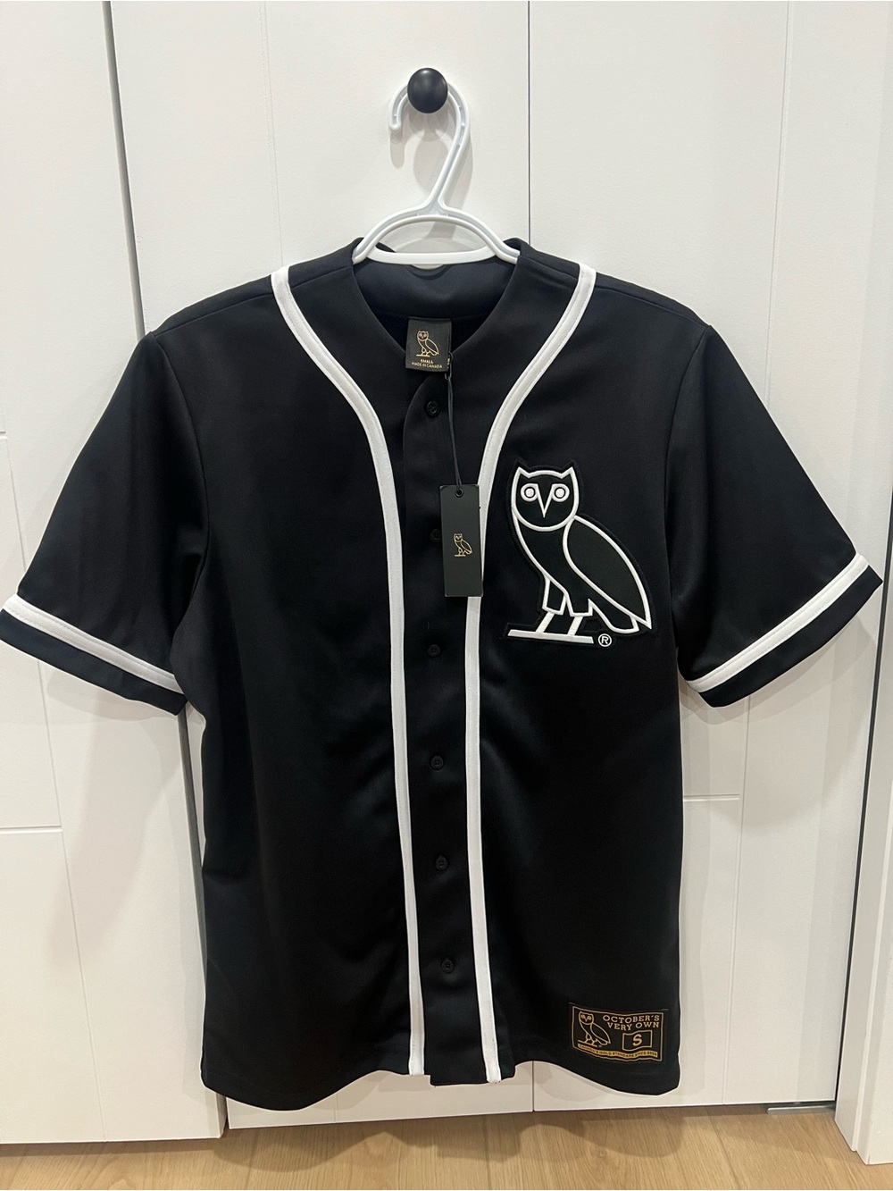 OVO Black Baseball-Style Jersey with White Piping